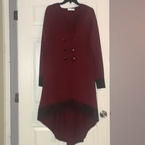 Plus Size High Low hooded Lace Up Coat